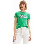 T-shirts Desigual verts à strass à manches courtes à manches courtes Taille L look fashion pour femme 