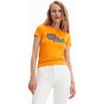T-shirts Desigual orange à strass à manches courtes à manches courtes Taille S look fashion pour femme en promo 