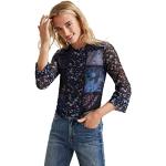 T-shirts Desigual bleus à fleurs en tulle à manches courtes lavable en machine à manches courtes Taille XL look fashion pour femme 