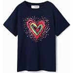 T-shirts à manches courtes Desigual bleus à paillettes Taille 8 ans look fashion pour fille de la boutique en ligne Amazon.fr 