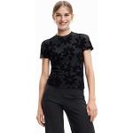 T-shirts Desigual noirs à fleurs en velours à manches courtes à manches courtes Taille M look fashion pour femme 