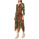 Robes Desigual Green vertes à imprimé animal en dentelle à motif animaux à manches longues midi à manches longues Taille XL style ethnique pour femme 