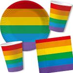 DH-Konzept/Carpeta Pride Gay LGBT Kit de fête 65 pièces Couleurs arc-en-ciel Avec assiettes en carton, serviettes, gobelets en carton et décorations