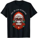 T-shirts noirs à motif dia de los Muertos Taille S look Pin-Up pour homme 