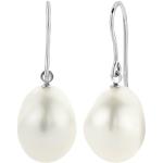 Boucles d'oreilles blanches à perles en or blanc baroques & rococo pour femme 