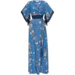 Robes fleuries Diane Von Furstenberg bleues à fleurs maxi à manches courtes Taille XS pour femme 