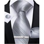 Cravates de mariage argentées à rayures Tailles uniques classiques pour homme 
