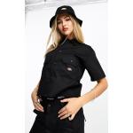 Chemises Dickies noires col italien à manches courtes Taille L pour femme en promo 
