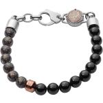 Bracelets de perles Diesel noirs en acier à perles pour homme en promo 