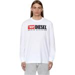 T-shirts Diesel blancs à logo en coton à manches longues à manches longues à col rond Taille L pour homme 