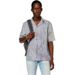 Chemises Diesel grises à rayures en coton rayées à manches courtes Taille XL pour homme 