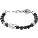Bracelets de perles Diesel noirs en acier à perles pour homme 