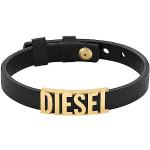 Bracelets Diesel noirs en cuir à clous en cuir look fashion pour homme en promo 