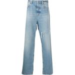 Jeans droits Diesel bleues claires à logo délavés W33 L32 pour homme 