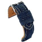 Bracelets de montre bleu marine look sportif en jean pour homme en promo 
