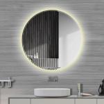 Miroirs de salle de bain blancs lumineux diamètre 70 cm contemporains 