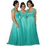 Robes de bal longues turquoise en mousseline longues Taille 3 XL look fashion pour femme 