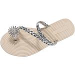 Sandales plates argentées à strass Pointure 40 look fashion pour femme 