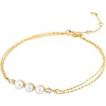 Bracelets de perles en or jaune à perles 14 carats en diamant pour femme 
