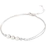 Bracelets de perles argentés en or blanc à perles 14 carats en diamant pour femme 