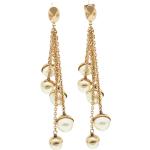 Boucles d'oreilles pendantes de créateur Dior jaunes en métal à perles seconde main look vintage pour femme 