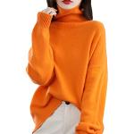 Pulls en laine d'automne orange à manches longues à col roulé Taille XXL look fashion pour femme 