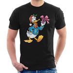 T-shirts pour fêtes de Noël noirs à manches courtes Mickey Mouse Club Donald Duck à manches courtes Taille XXL look fashion pour homme 