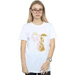 Disney Femme Mary Poppins Floral Silhouette Petit Ami Fit T-Shirt Blanc Large
