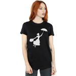 Disney Femme Mary Poppins Flying Silhouette Petit Ami Fit T-Shirt Noir Medium