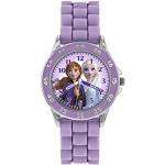 Montres-bracelet violettes Disney à quartz rondes look fashion en silicone pour fille 