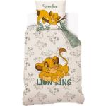 Housses de couette marron en coton à motif lions Le Roi Lion Simba 140x200 cm pour enfant 