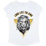 Disney Lion Action-Long Live The King Scar T-Shirt à Manches roulées organiques, Blanc, M Femme
