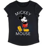 T-shirts noirs à manches courtes Mickey Mouse Club bio à manches courtes Taille L look fashion pour femme 