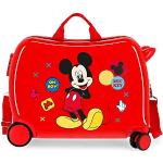 Valises rigides rouges Mickey Mouse Club look fashion 34L pour enfant 