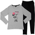 Disney Minnie Mouse Pyjama pour femme avec haut à manches longues et pantalon Gris/noir, gris/noir, M