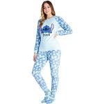 Disney Pyjama Femme - Ensembles de Pyjama Polaire avec Chaussettes Assorties Stitch Mickey Minnie Baby Yoda (Bleu Stitch, S)