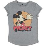 Disney T- Shirt Mickey Classic Tried and True Women's Organic Rolled Sleeve, Gris, XL Femme