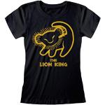 T-shirts noirs à motif lions à manches courtes Le Roi Lion Simba à manches courtes Taille S look fashion pour femme 
