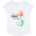 Disney The Little Mermaid-Peaceful Ariel World Women's Organic Rolled Sleeve T-Shirt, White