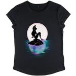 Disney The Little Mermaid-Sunset Ariel Women's Organic Rolled Sleeve T-Shirt, Black