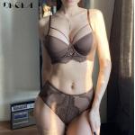 Soutiens-gorge push up marron à fleurs 80C look sexy pour femme 