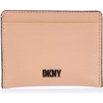 Porte-cartes bancaires de créateur DKNY roses à logo en cuir look fashion pour femme 