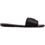 Claquettes de piscine de créateur DKNY noires en cuir à bouts ouverts Pointure 39,5 look fashion pour femme 