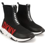 Baskets montantes de créateur DKNY noires en cuir synthétique à bouts ronds Pointure 39 look casual pour femme en promo 
