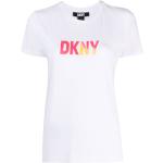 T-shirts à imprimés de créateur DKNY blancs en modal à manches courtes à col rond pour femme en promo 