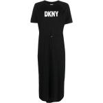 Robes évasées de créateur DKNY noires à fleurs en coton mélangé mi-longues sans manches à col en V pour femme en promo 
