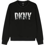 Sweats à col rond de créateur DKNY noirs en coton mélangé à manches longues à col rond pour femme 