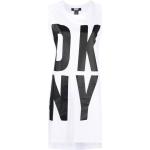 Tunique de créateur DKNY blanches en coton mélangé sans manche sans manches à col rond pour femme en promo 