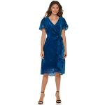 Robes de cocktail de créateur DKNY bleues midi à col en V Taille XL look fashion pour femme 