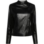 Vestes longues de créateur DKNY noires en cuir synthétique sans col à manches longues Taille XS pour femme 